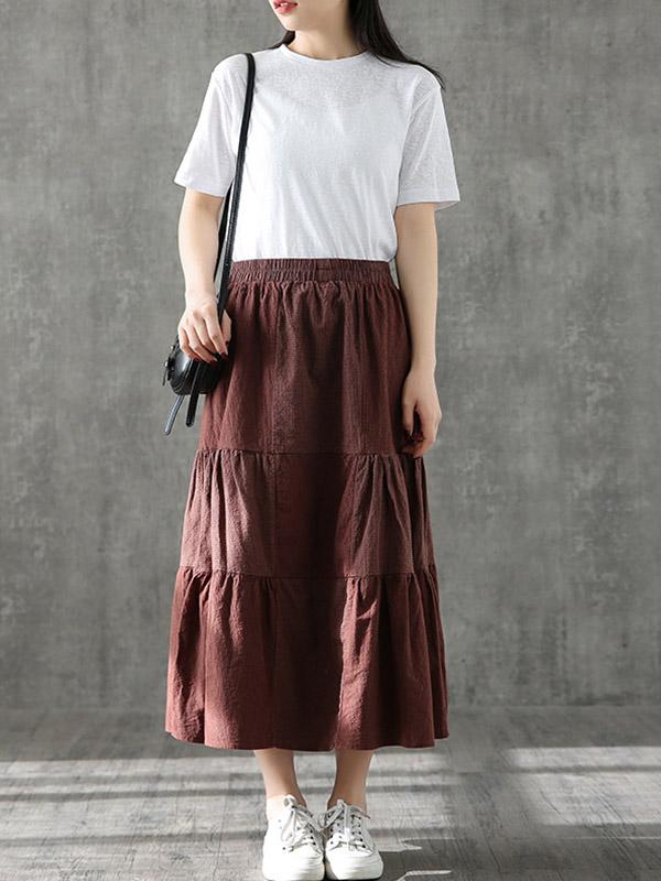 Vintage Loose A-Line Splicing Skirt