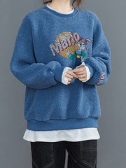 Women Printed Stitching Casual Sweatshirt