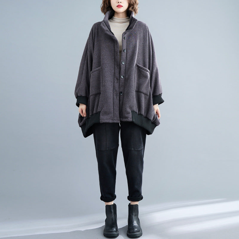 Irregular Pullover Loose Large Size Knitted Cotton Jacket