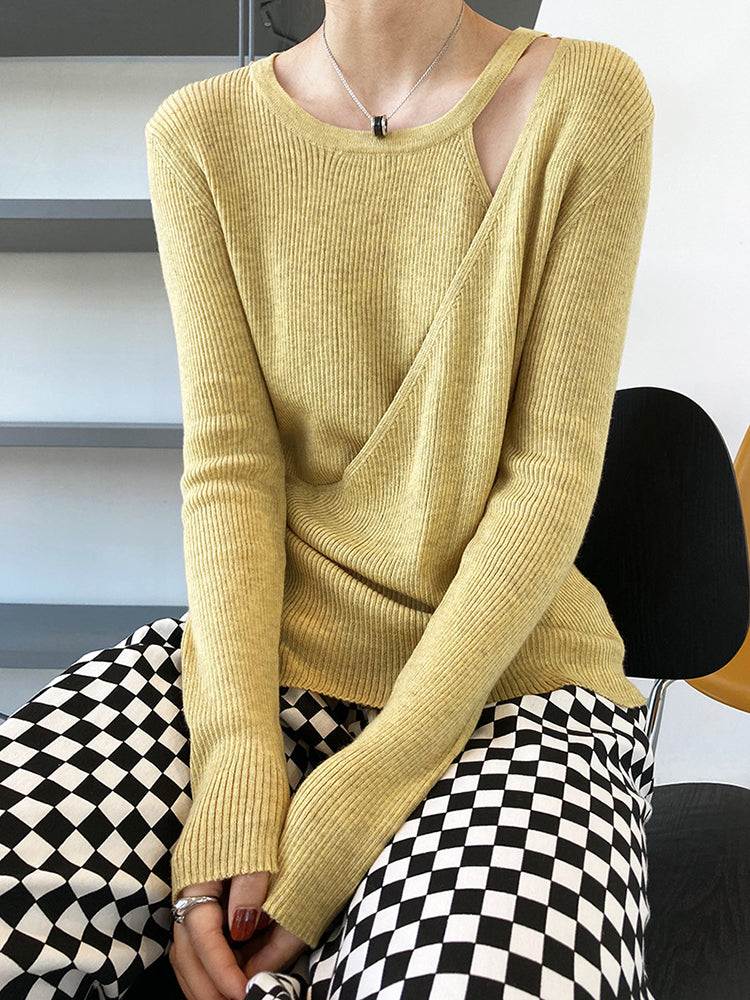 Hollow Strapless Halterneck Chic Knitted Sweatertop