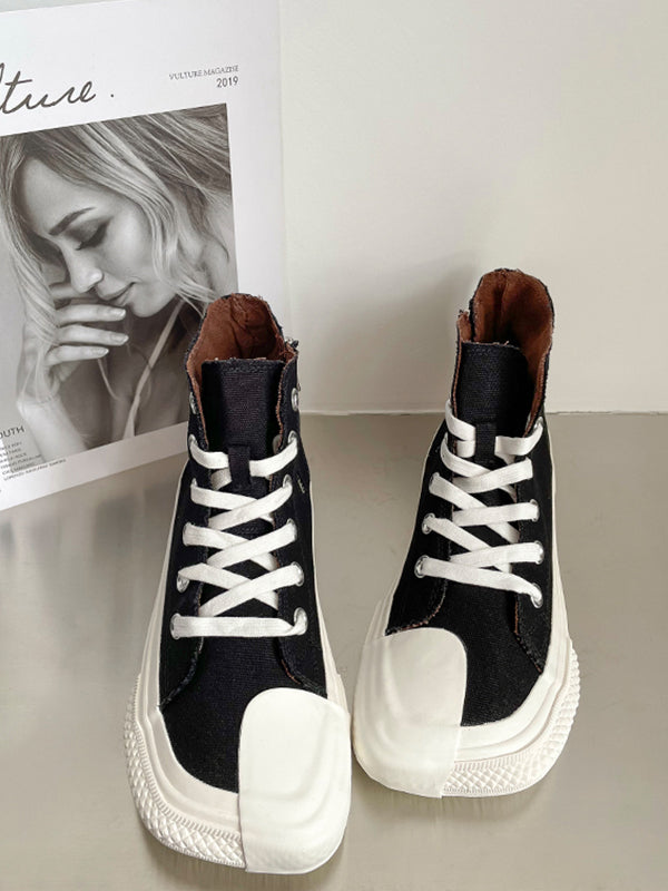 High-Top Breathable Flat Canvas Shoes