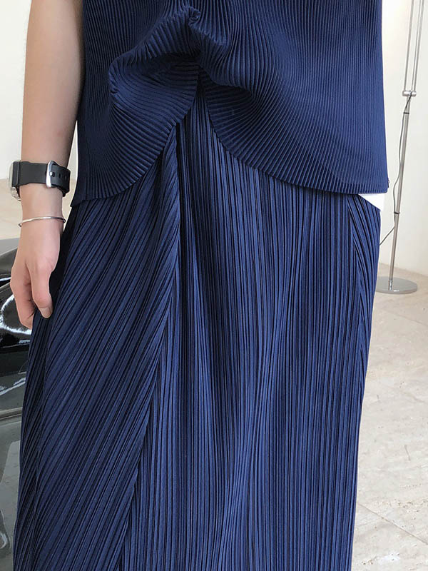 Original  Irregularity Pleats Solid Skirt