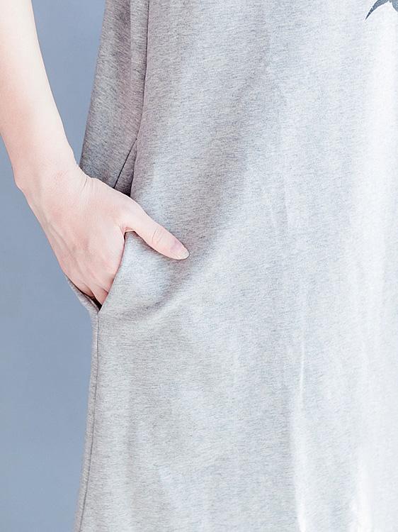 Gray Casual Cotton blend T-shirt Dress