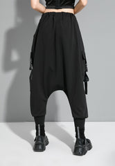 Black Solid Loose Harem Pant