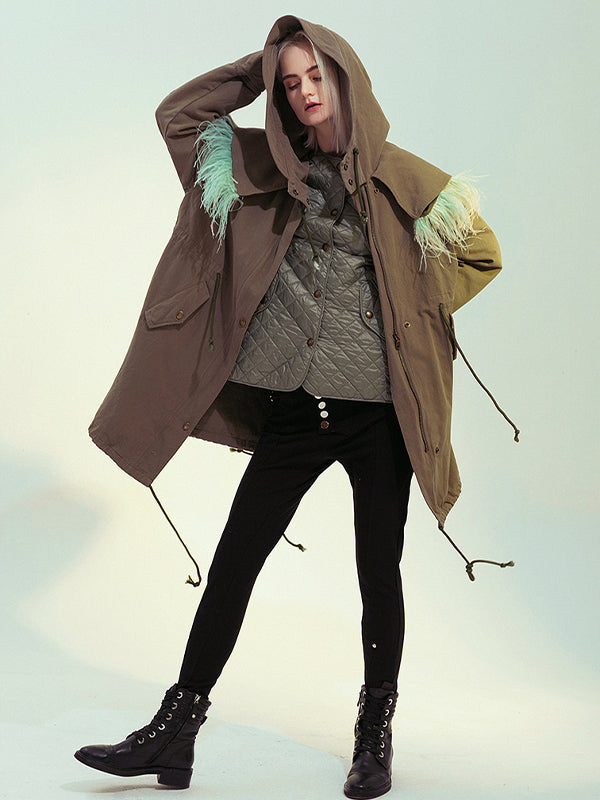 Urban Zipper Split-Joint Hooded Coat