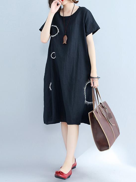 Irregularity Circle Cotton Shirt Dress