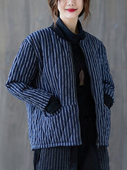 Women Retro Striped Loose Jacket