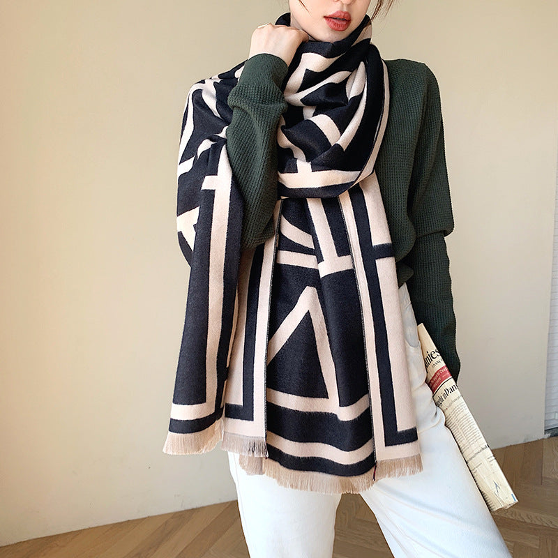 All-Match Imitated Cashmere Striped Scarf