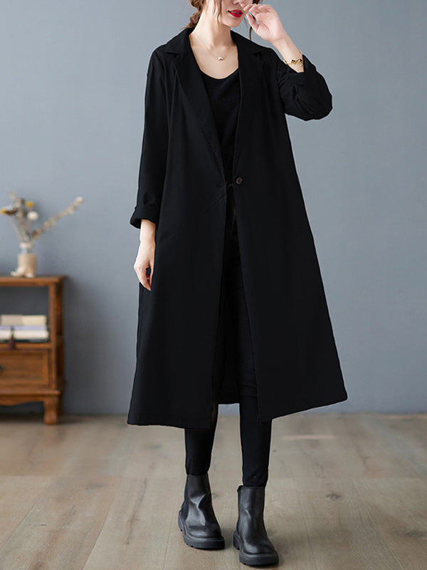 Loose Solid Color Midi Outwear