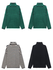 Urban Loose Striped High-Neck Sweater