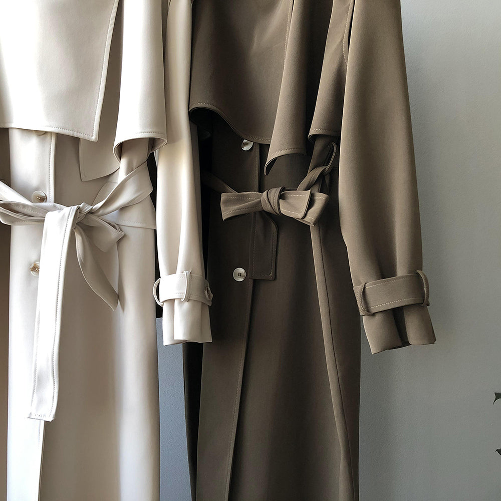 Windbreaker 2-Piece Suit Temperament Loose Belted Jacket