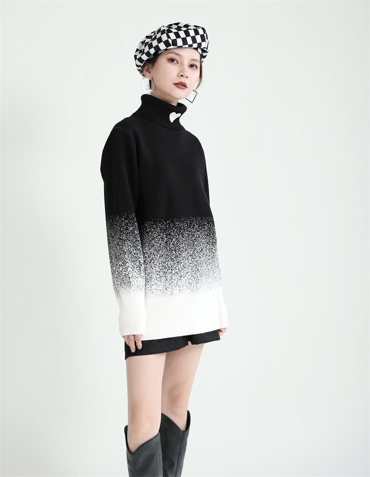 Original Design Gradient High-Neck Sweater