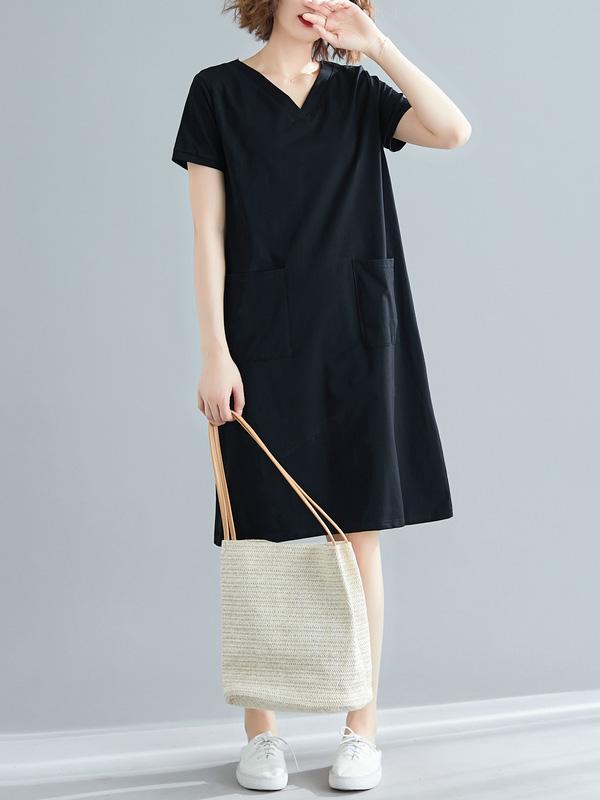 Loose Oversize Solid Midi Dress