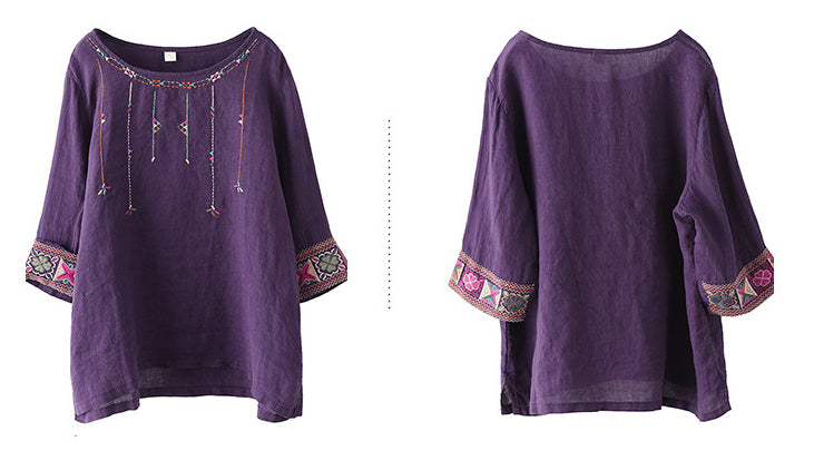 Retro Loose Embroidered T-Shirt