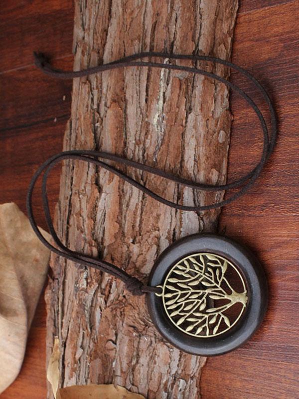 National Wood Ring Necklace