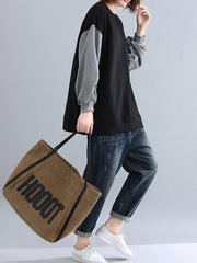 Loose Contrast Color False Two Sweatshirt