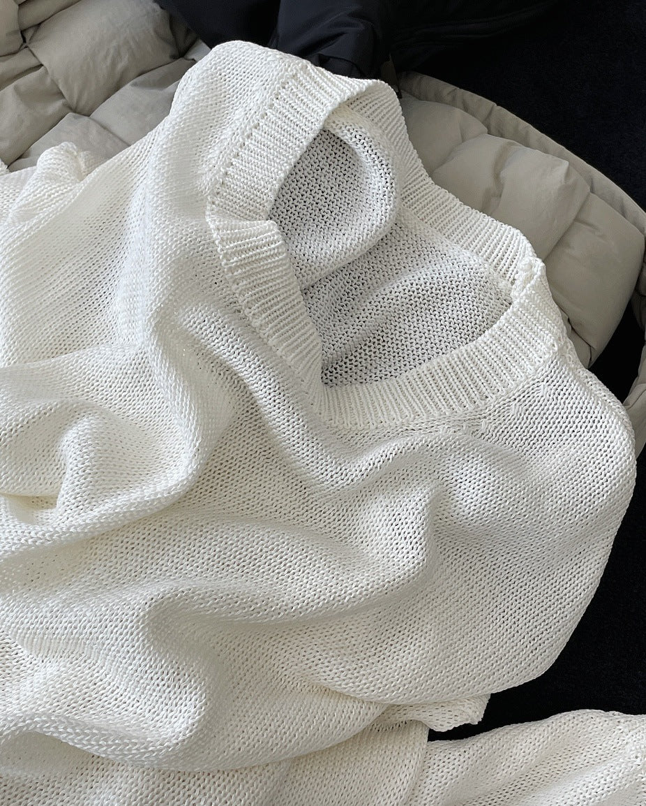 Simple Solid Color Crewneck Sweater
