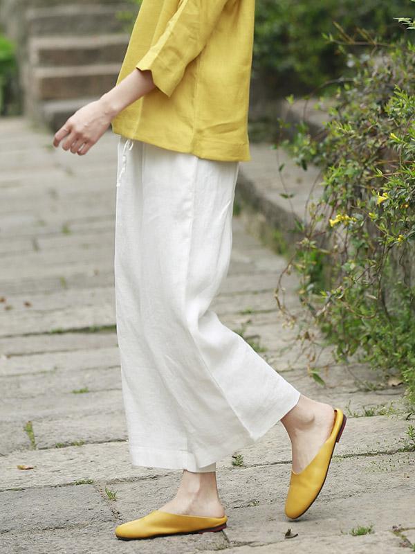 Casual Wide-leg Linen Pants