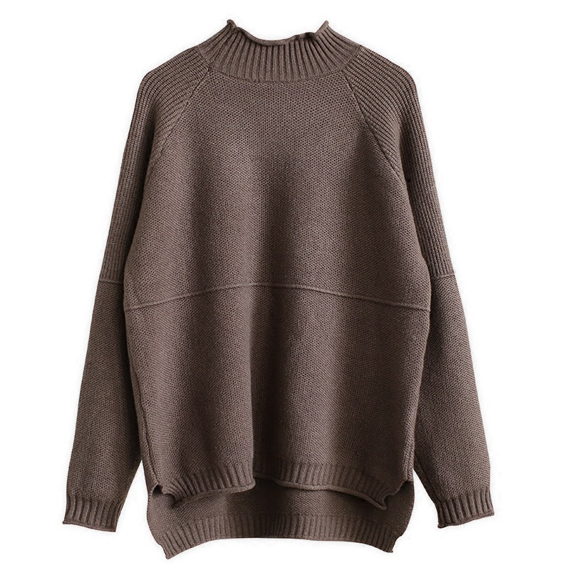 Casual Solid Color High-Neck Sweater