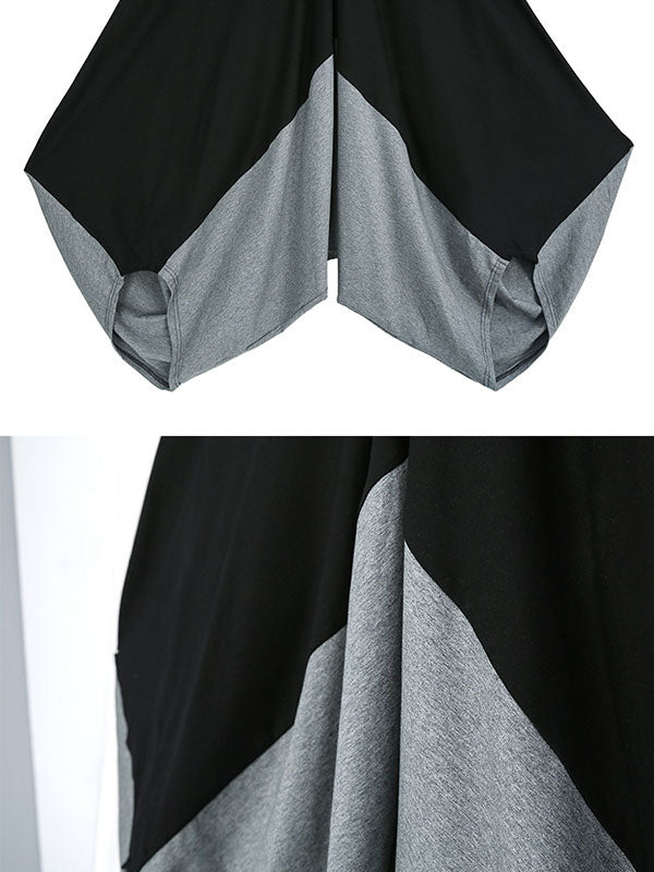 Roomy Wide Leg Contrast Color Elasticity Split-Joint Casual Pants Bottoms