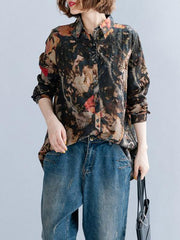 Vintage Loose Flower Print Shirt