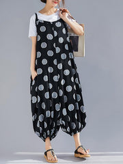 Loose Sleeveless Polka Dot Jumpsuit