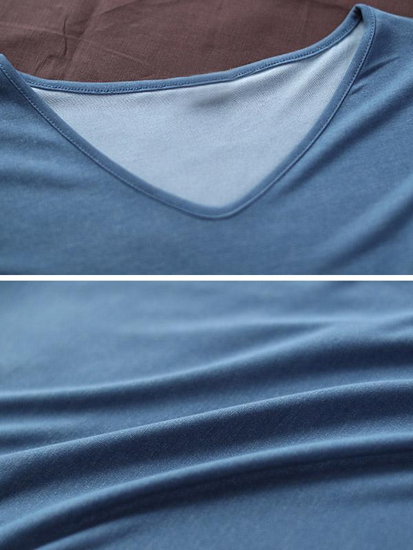 Solid Color V-Neck Simple T-Shirt