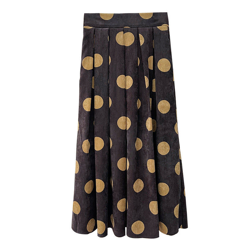 Retro Polka Dot High Waist A-Line Pleated Skirt