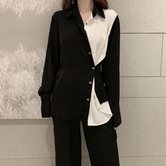 Split-Joint Lapel Single-Breasted Shirt