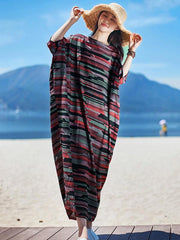 Casual Plus Size Loose Printed Maxi Dress