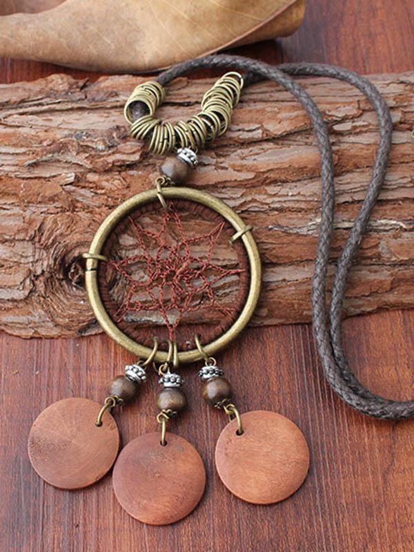 Retro Ring Pendants Dynamic rope Necklace