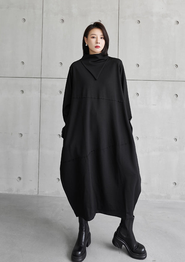 Irregular Stitching Solid Color Casual Loose Midi Dress