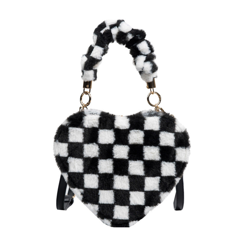 Fashionable Chequered Love Crossbody Bag