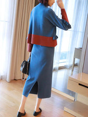 Casual Graceful Split-Joint Knitting Suits