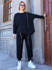 Loose Solid Pocket Zipper Overall Pants