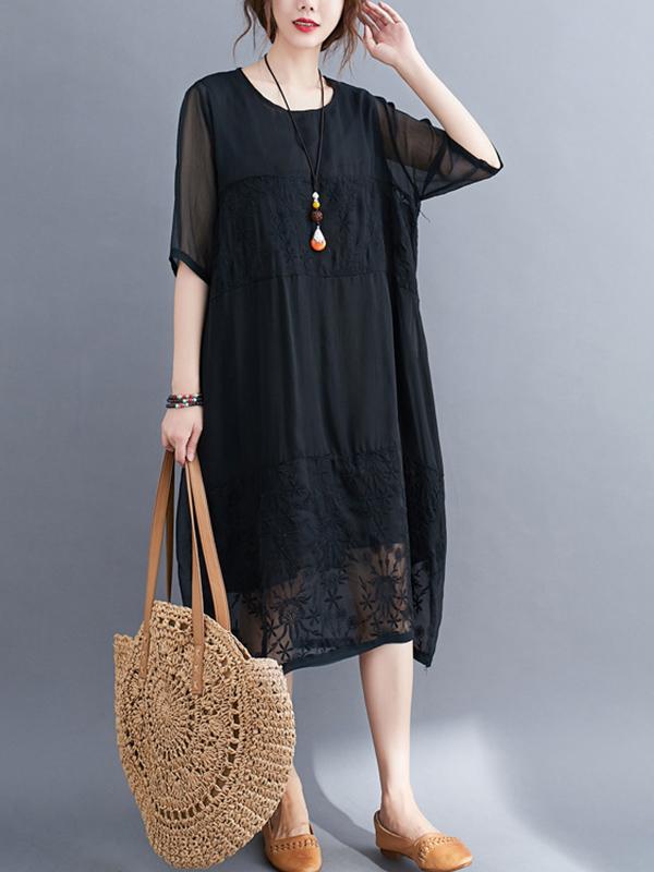 Original Split-Joint Hollow Lace Dress