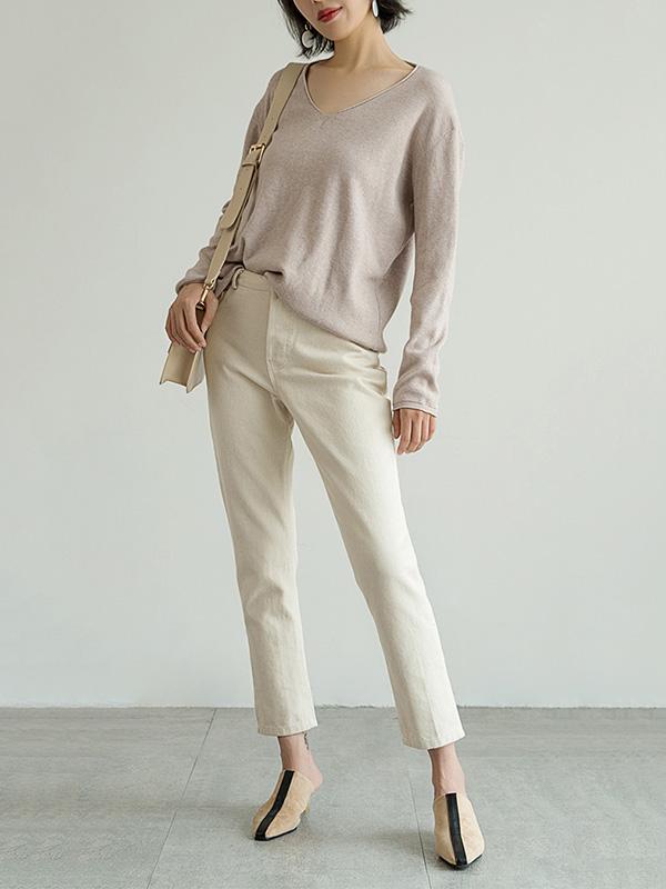 Casual Light Knitting V-Neck Sweater