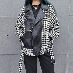 Split-Joint Houndstooth Lapel Jacket