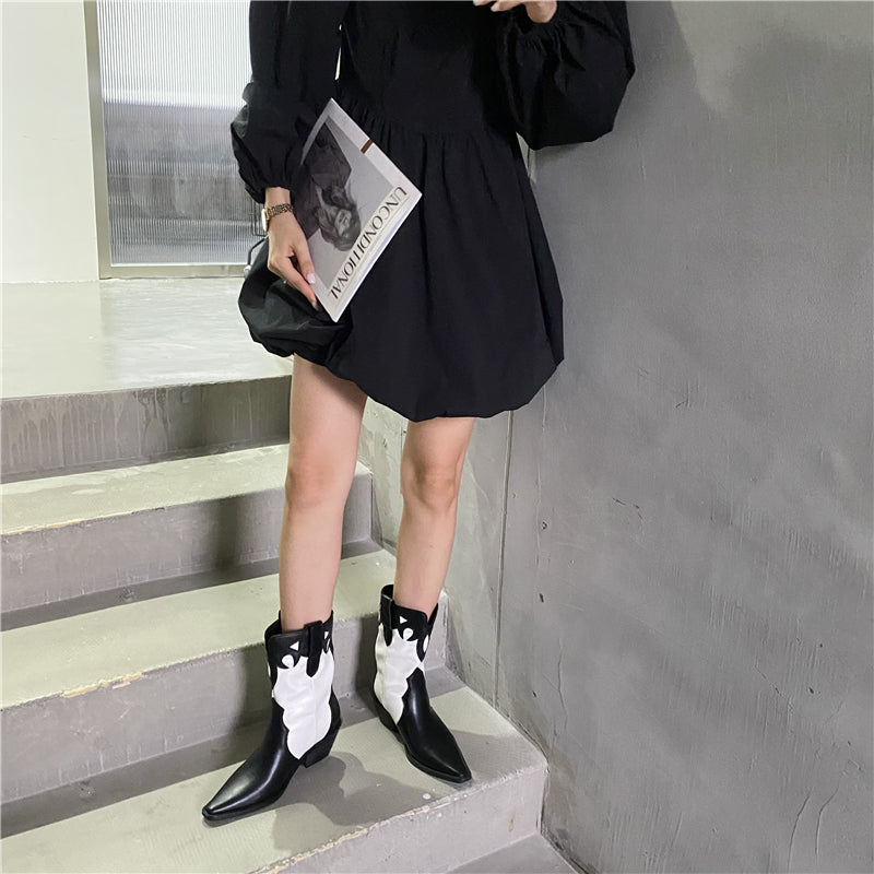 Totem Cowboy Boots Pointed Toe Motorcycle Boots