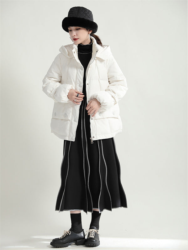 Hooded Short Loose Profile Down Coat