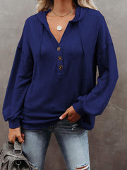 Casual Loose-Fitting Solid Color Hoodie