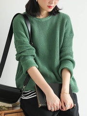 Loose Solid Off-the-shoulder Knitting Sweater