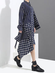 Cropped Splicing Plaid Shirt Long Dress