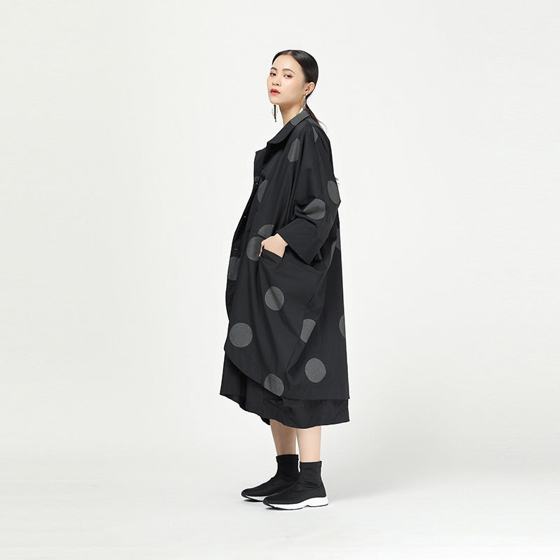 Retro Polka Dot Cloak Irregular Outwear