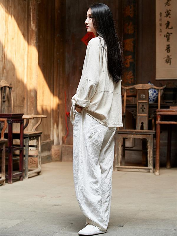 Soft Beige Ramie Cotton Blouse Outwear