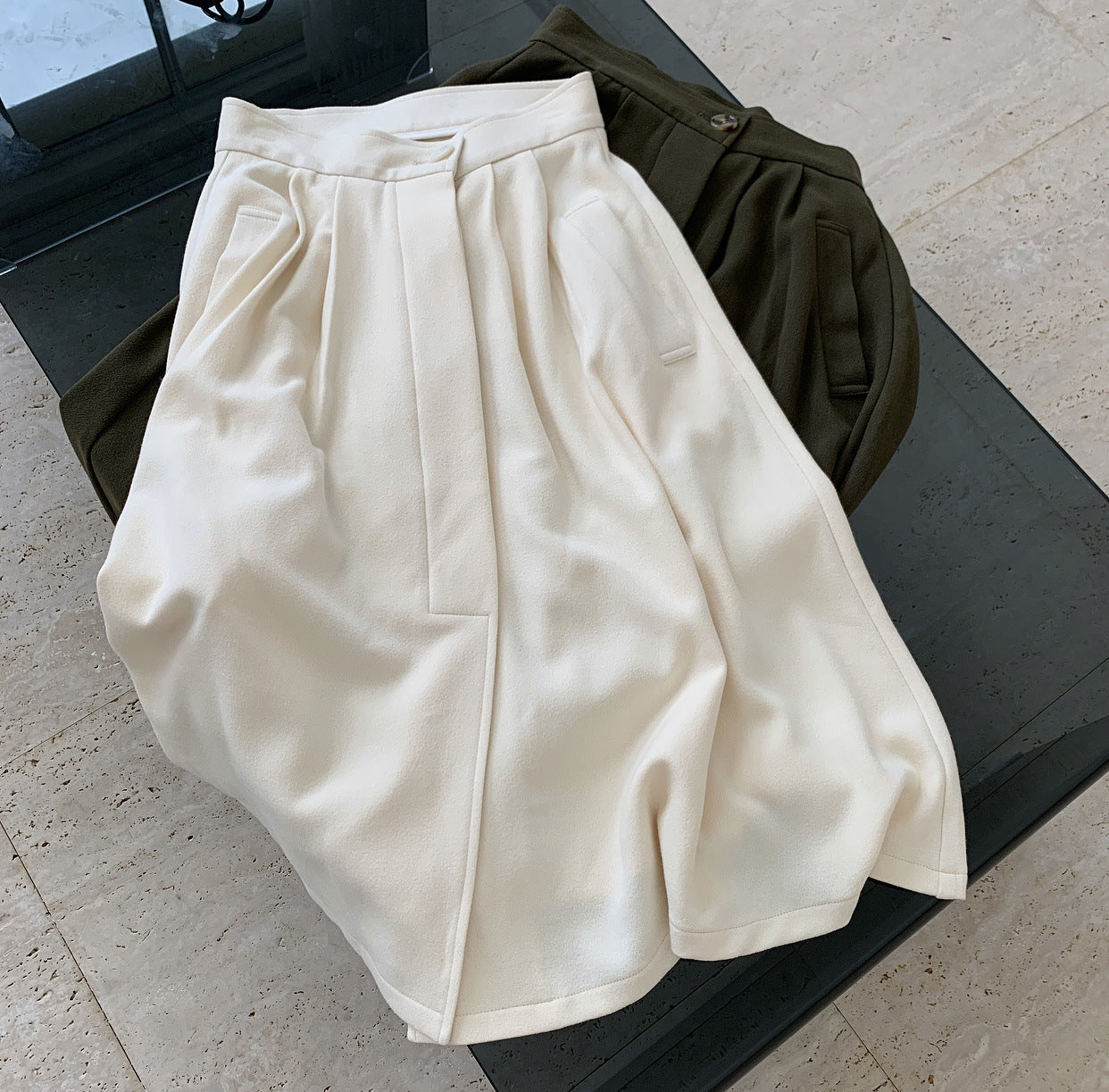 Women Retro Simple High Waist Skirt