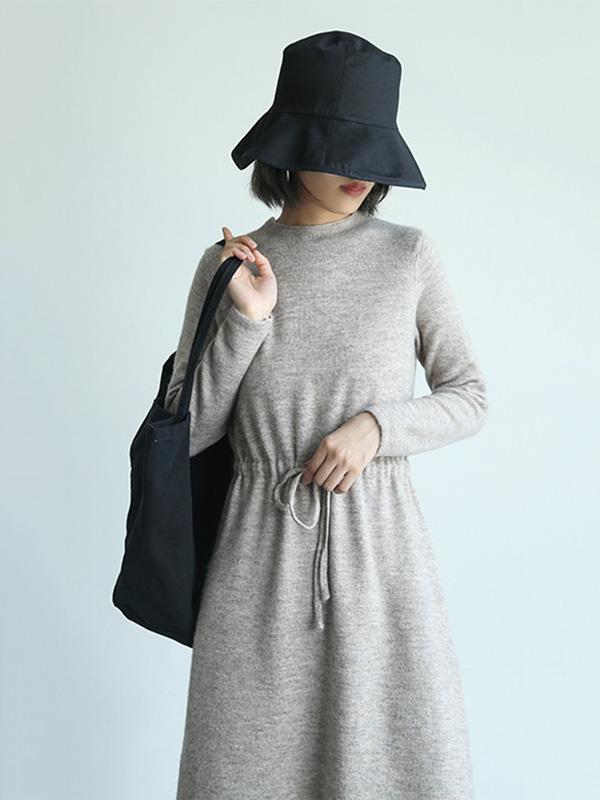 Casual Lace-Up Knitting Soft Dress
