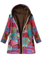 Retro Thicken Ethnic Printed Zipper Outwear