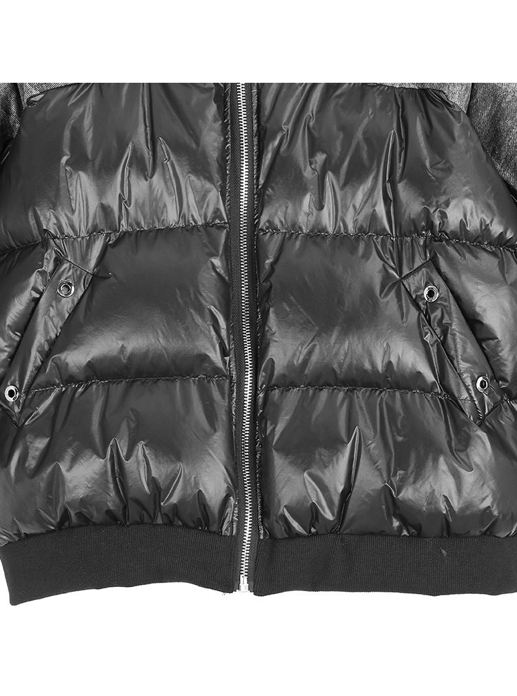 Women Zipper Panel Hooded Coat