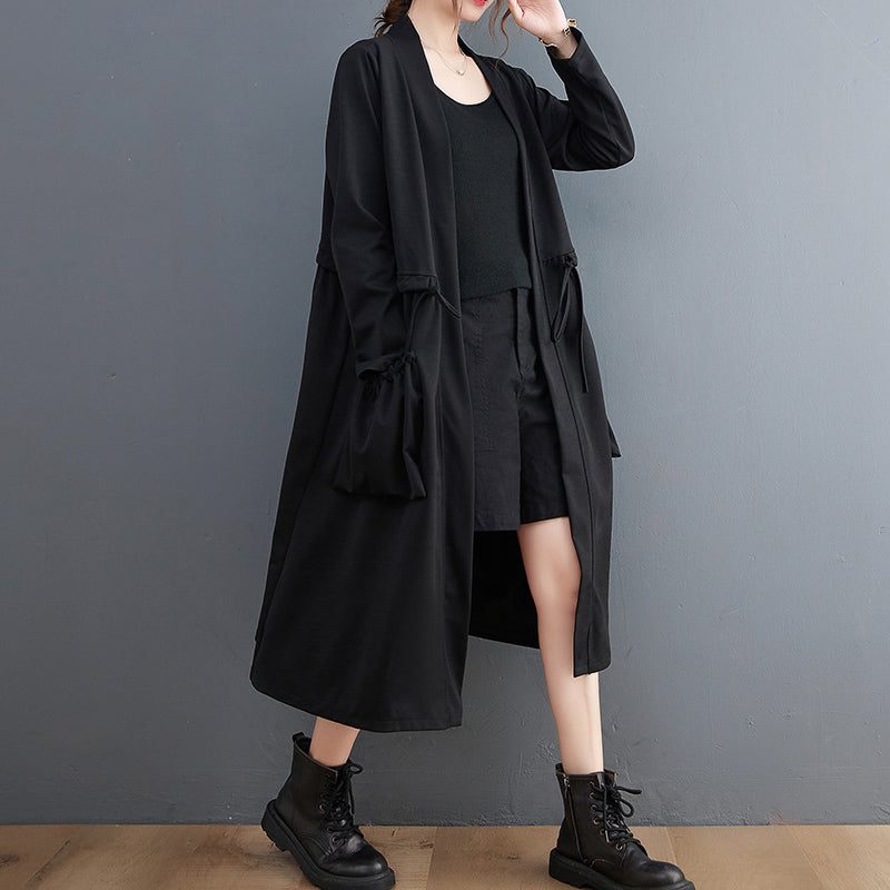 Large Size Loose Mid-Length Solid Color Jacket